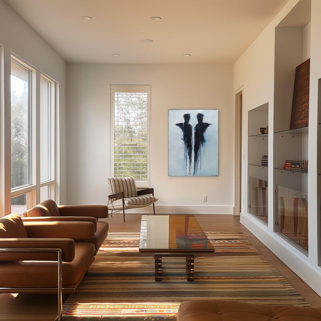 Textile Two Lovers - Abstract Figurative Oil Painting Original Artwork by Mark Acetelli For Sale - Image 7 of 9