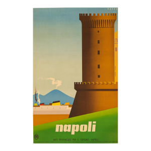 Rare Italian Travel Poster Napoli by Mario Puppo C1950 Rare Italian Enit Poster