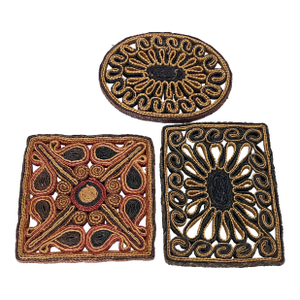 1960s 3 Vintage Reed Kitchen Trivets