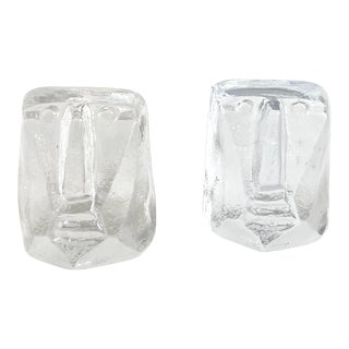 1960s Glass Face Sculptures or Bookends, Erik Höglund, Sweden - a Pair For Sale