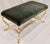 Vintage Bench Gilt Gold Leaf Over Iron Frame With Silk Velvet Gray Green Upholstery