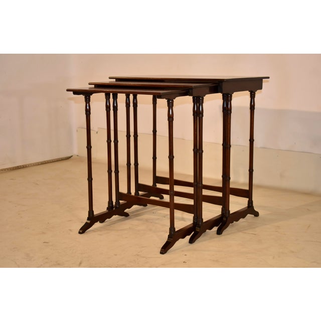 Period Edwardian Mahogany Set of Three Nesting Tables, Circa 1920 For Sale In Greensboro - Image 6 of 10