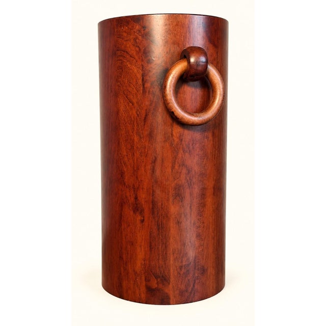 Vintage walnut or teak umbrella stand Brutalist/mid-century style Excellent condition Beautiful natural grain Dimensions:...