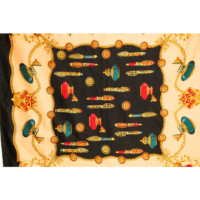 Black Vintage Italian Scarf Shawl with Luxury Writing Instruments Italy For Sale - Image 8 of 12
