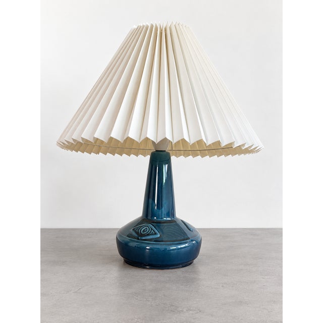 Vintage Danish Blue Glazed Ceramic Table Lamp, 1960s For Sale - Image 3 of 4