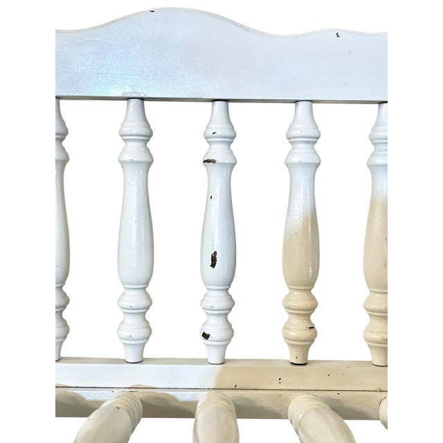 Vintage Rustic Cabin Style White Painted Turned Wood Book Magazine Stand Rack For Sale - Image 9 of 14