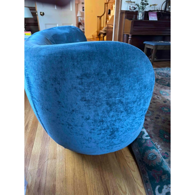 2020s Ferm Living Rico 2 Seater Sofa in Blue Velvet For Sale - Image 5 of 6