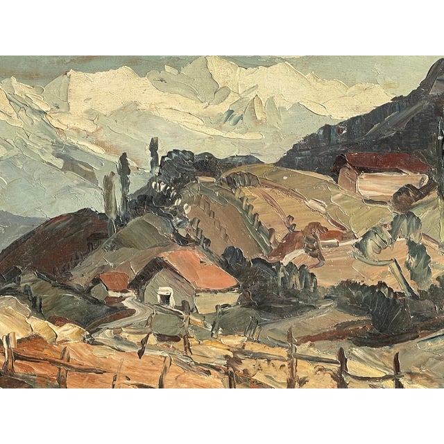 Lucien Poignant, Chain of the Alps in the Grenoble Valley, Oil on Panel For Sale - Image 13 of 18