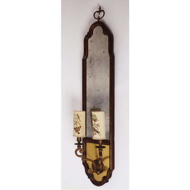Italian Wall Lamp with Mirror Glass and Bird Lampshades, 1960 For Sale - Image 15 of 18