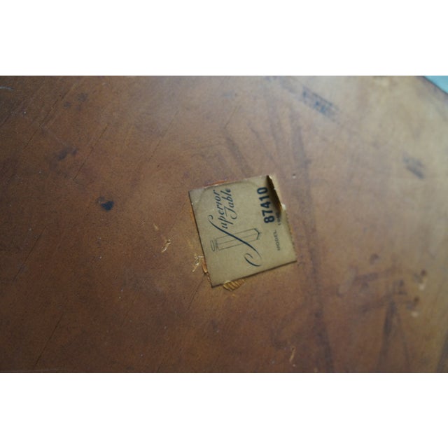 2 Superior Table Mid Century Mahogany Tiered Tooled Leather Side Tables Stands For Sale - Image 12 of 12