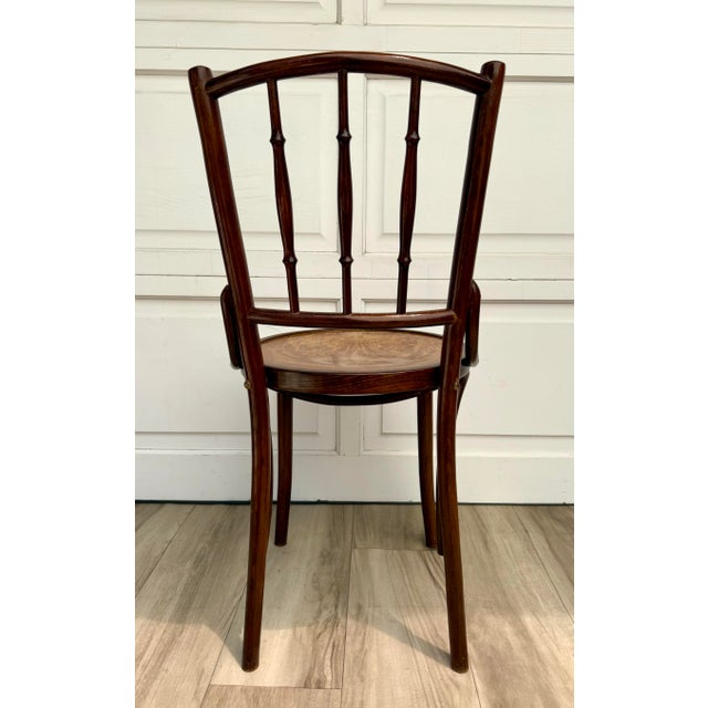 Antique Vienna Secession Bentwood Chair Attributed to Mundus With Floral Art Nouveau Seat For Sale - Image 9 of 16