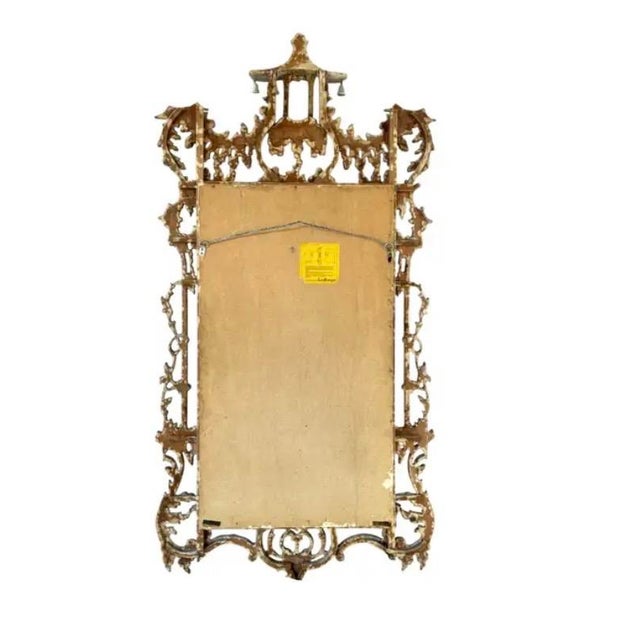 Wood Chinese Chippendale Style Whitewashed Wall Mirror, Hand-Carved Wood For Sale - Image 7 of 9