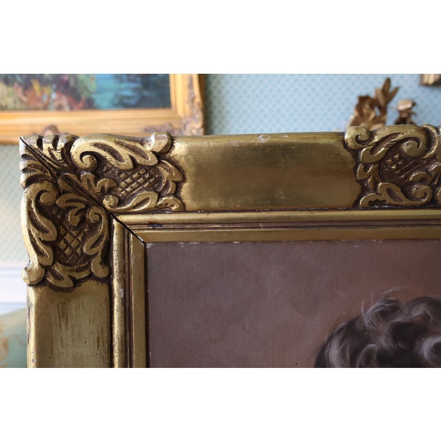 1952 Kenzo Nakamori Signed Oil Portrait of a Woman in Ornate Giltwood Frame For Sale - Image 15 of 18