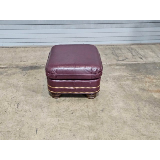 Animal Skin Late 20th Century Hancock & Moore Burgundy Leather Club Chair Arm Chair W Match Ottoman Made in the Usa For Sale - Image 7 of 14