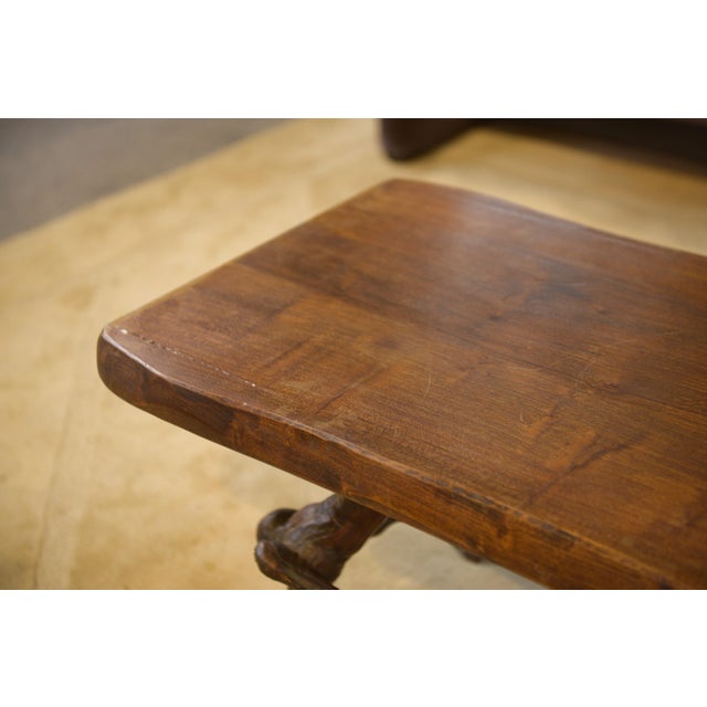 Brown Brutalist Side Table in Elm, 1950s For Sale - Image 8 of 11