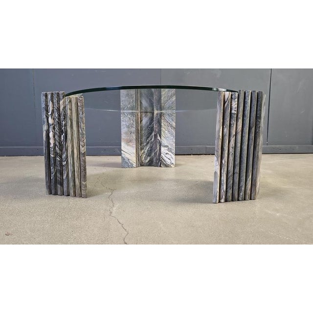 1970s Vintage Italian Marble and Glass Coffee Table, 1970s For Sale - Image 5 of 11