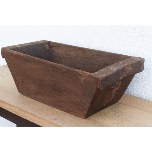 Rustic Vintage Heavy Dark Wood Planter For Sale - Image 3 of 7