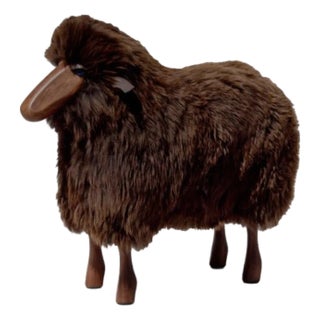 Lalanne Style Life-Size Sheep Stool or Sculpture - Brown Fur For Sale
