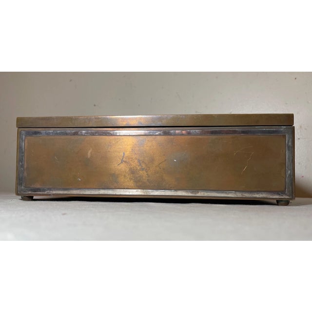 Metal Share Large Antique Heintz Art Metal Bronze Sterling Silver Cigar Humidor Box 4089 For Sale - Image 7 of 13