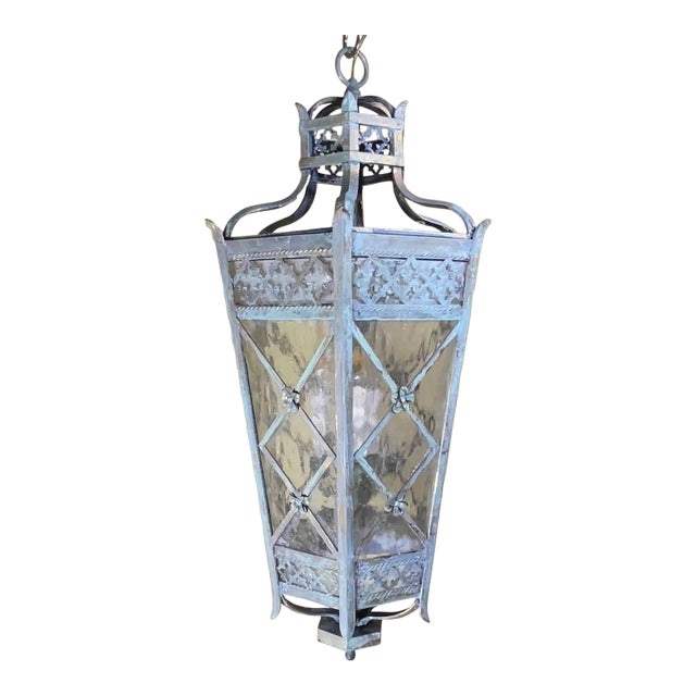 Exquisite Tuscan Style Brass Hanging Lantern - A Timeless Piece Art For Sale