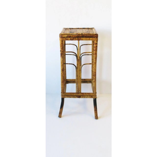Tan Wicker Bamboo Pedestal Column Stand For Sale - Image 8 of 13