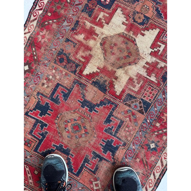 Textile Antique Caucasian Leshgi Star KubaDagastan Region Rug 3 x 4 For Sale - Image 7 of 8
