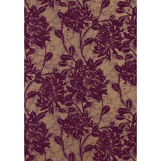 Two Rolls of Thibaut "Mums" Wallpaper in Plum and Bronze For Sale