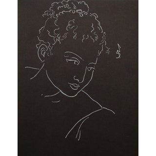 "Head of a Lady" White Charcoal Drawing by Sarah Myers For Sale