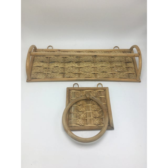 Vintage Cane Bathroom Accessories - Set of 2 For Sale - Image 9 of 9
