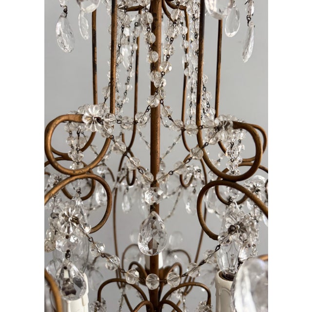 Vintage Italian Crystal Beaded Chandelier For Sale - Image 4 of 6