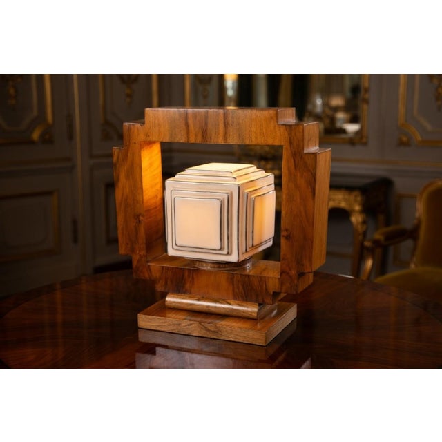 Brown Art Deco Table Lamp, Poland, 1950s For Sale - Image 8 of 8