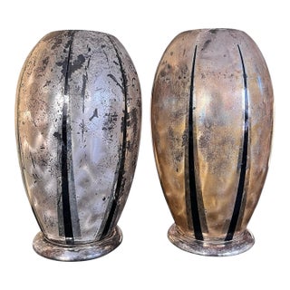 Mid 20th Century Heavily Patinated Art Deco WMF Vases - A Pair For Sale