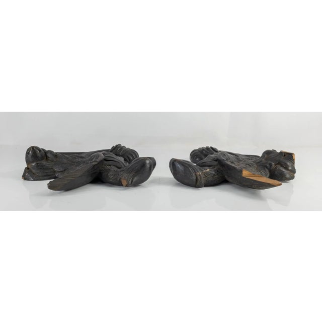 Mid 18th Century American Carved Architectural Walnut Wood Eagles- a Pair For Sale - Image 10 of 13