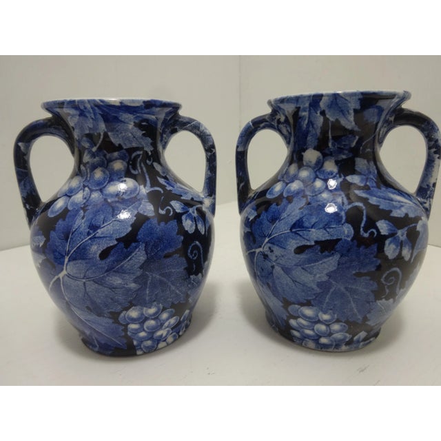 Blue Druva Rörstrand Porcelain Wine "Grape" Vase - a pair For Sale - Image 8 of 8