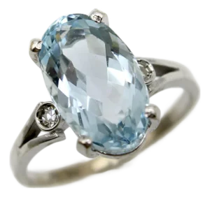 Vintage 18k Gold Amsterdam Sauer Aquamarine Ring, Size 6.25