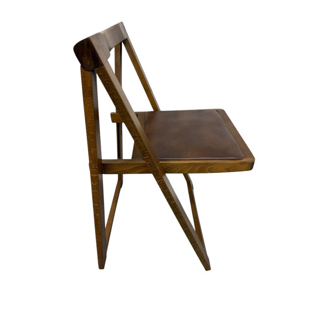 1960s Mid-Century Modern Folding Walnut Dining Chairs - Set of 4 For Sale - Image 5 of 8