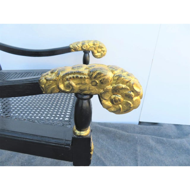 Early 20th Century Early 20th Century French Art Deco Ebonized Gilt Carved Chair For Sale - Image 5 of 10