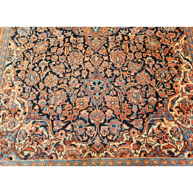 Vintage Persian Kashan Rug, Hand-Knotted Wool, Floral Pattern, Navy & Blue, 5x7 For Sale - Image 13 of 17