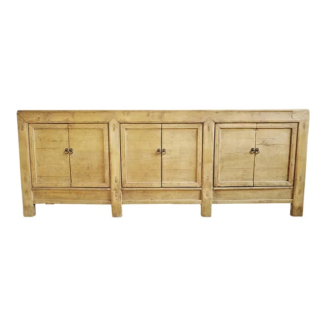 Vintage Raw Elm Modern Farm Sideboard Credenza For Sale