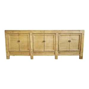 Vintage Raw Elm Modern Farm Sideboard Credenza