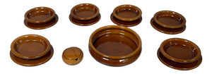 Mid-Century Modern Italian Brown Ceramic Tableware by F. Bettonica for Gabbianelli, 1970s, Set of 14