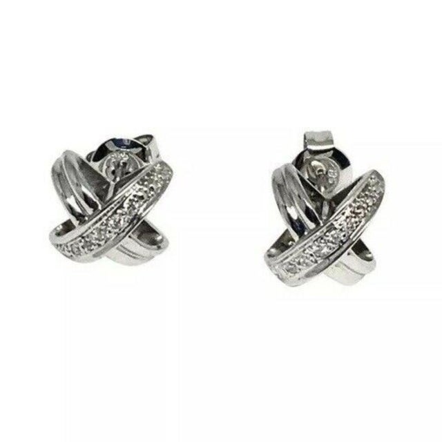 Natural Finely Faceted Quality Diamond Stud Earrings 14k Gold "X" Shaped 0.1 TCW Certified $995 820694 This is a Unique...