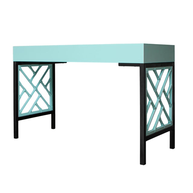 Chippendale Writing Desk - Turquoise For Sale In West Palm - Image 6 of 9