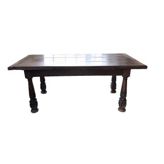 Antique Castle Table in Carved Oak, 1890s For Sale