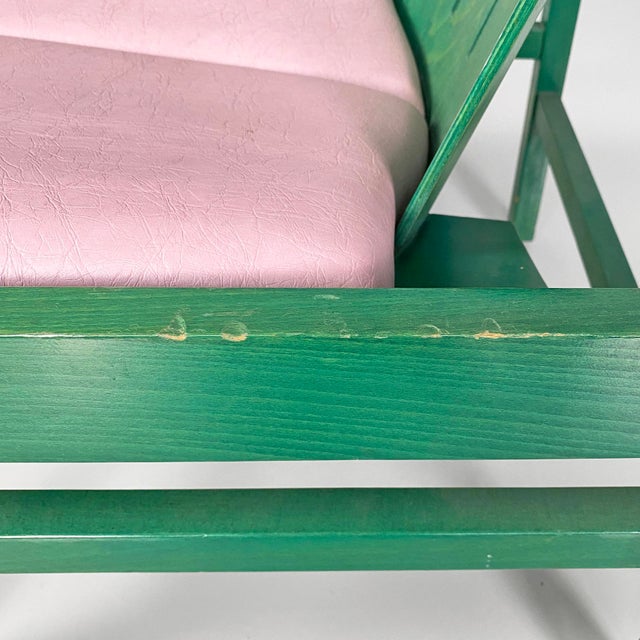 French Modern Argos Armchair in Pink Leather and Green Wood by Baumann, 1970s For Sale - Image 15 of 18