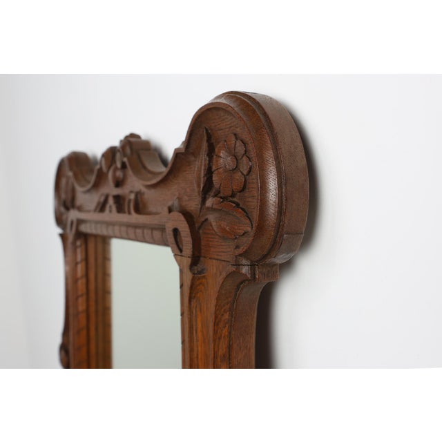 Baroque Oak Carved Wall Mirror, Belgium, 1900s For Sale - Image 9 of 11
