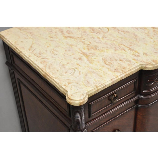 Early 20th Century Antique French Louis XVI Maison Jansen Style Mahogany Marble Top Dresser Commode For Sale - Image 5 of 16
