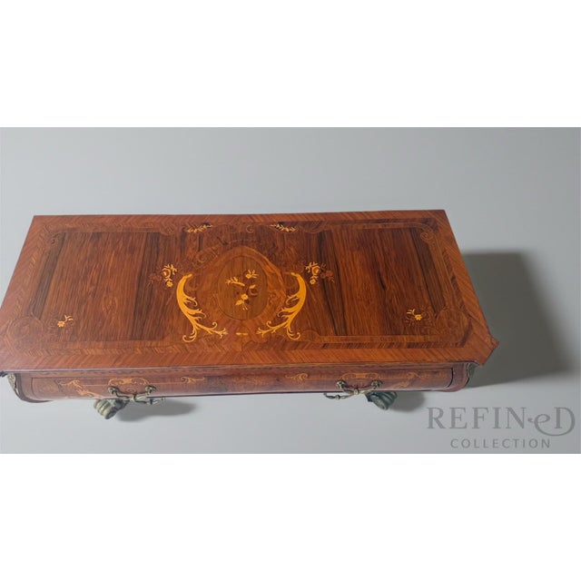 Wood Late 19th Century French-Style Inlaid Bombe Commode With Gilt Bronze Mounts For Sale - Image 7 of 16