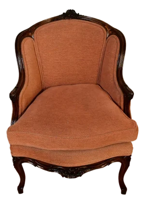 1880 Antique French Louis XV Hand Carved Walnut Spring-Seat Living Room Chair