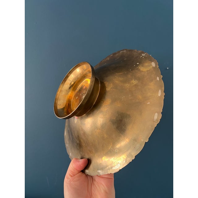 Vintage Brass Pedestal Bowl With Ornate Repoussé Decoration For Sale - Image 17 of 17